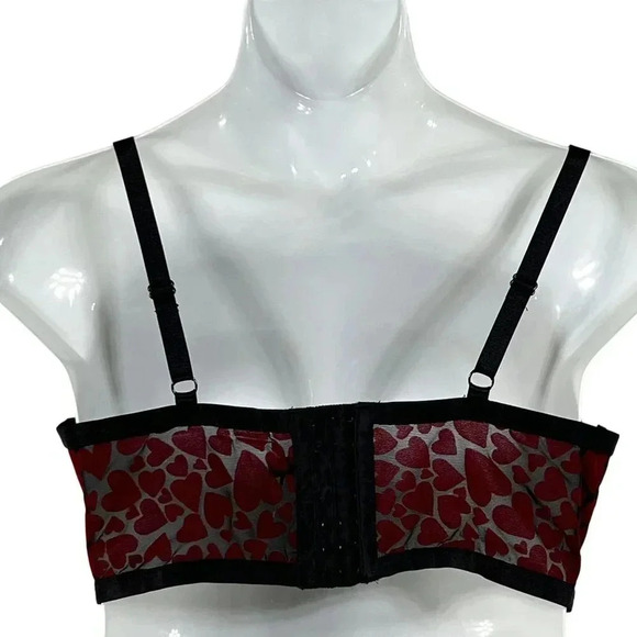 Torrid Curve NWT Womens 1 Bralette Longline Red Heart Velvet Burn Out Coquette - Picture 4 of 12